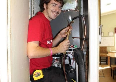 The Perfect Smile! Perfect Star Install Tech, Dade Clifton,brazing the copper lines with a big smile!